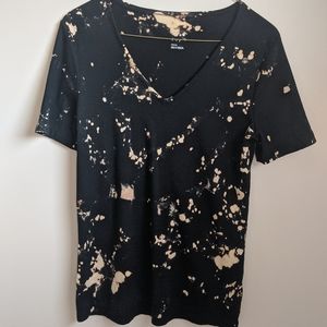 Black Women's V-Neck Tee Reverse Tie Dye
